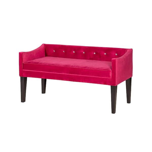 Leffler Home 25 in. H x 51 in. Wx 21 in. D Juliette Chantel Magenta Upholstered Bench