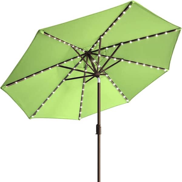 eliteShade Elite Shade USA 10-Year-Non-Fading Sunumbrella 9 ft. Market Umbrella with 80 LED Lights Patio in Umbrellas Macaw Green