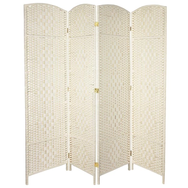 Oriental Furniture 6 ft. Tall White Cardboard Room Divider - 6 Panel
