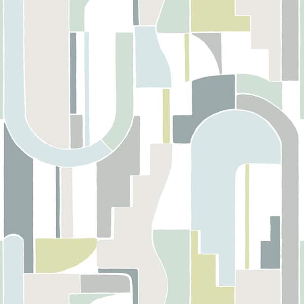 A-Street Prints Odele Sky Blue Geometric Archways Matte Paper Non-Pasted Wallpaper