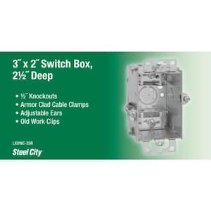 3 in. x 2-1/2 in. 1-Gang 12.5 cu. in. Deep Old Work Switch and Outlet Box