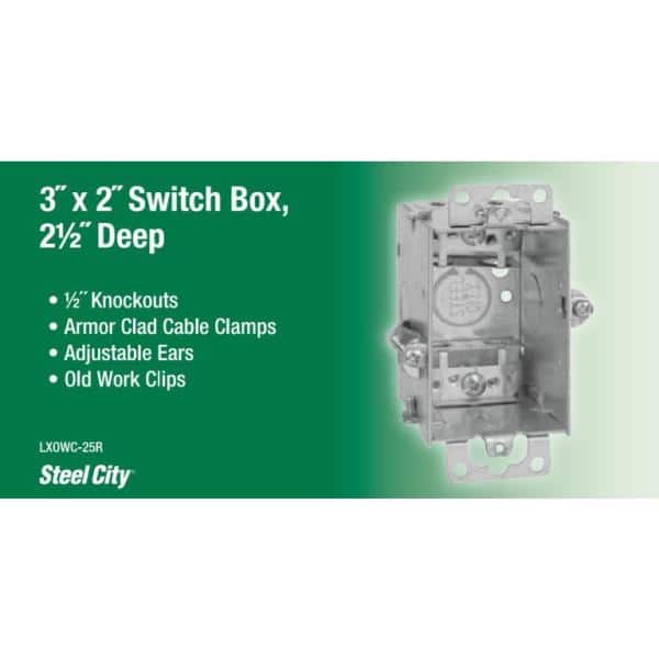 3 in. x 2-1/2 in. 1-Gang 12.5 cu. in. Deep Old Work Switch and Outlet Box (LXOWC-25R)
