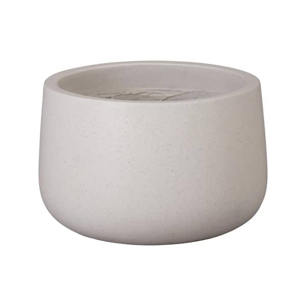 Emissary 19.5 in. L x 13 in. H White Terrazzo Round Planter