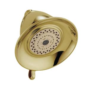 Victorian 3-Spray Patterns 2.50 GPM 5.71 in. Wall Mount Fixed Shower Head in Polished Brass