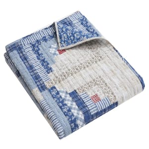 Cottage Cabin Calico Traditional 50 in. x 60 in. Cotton Rich Throw Blanket