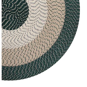 Country Stripe Braid Collection Hunter Stripe 96" Round 100% Polypropylene Reversible Area Rug
