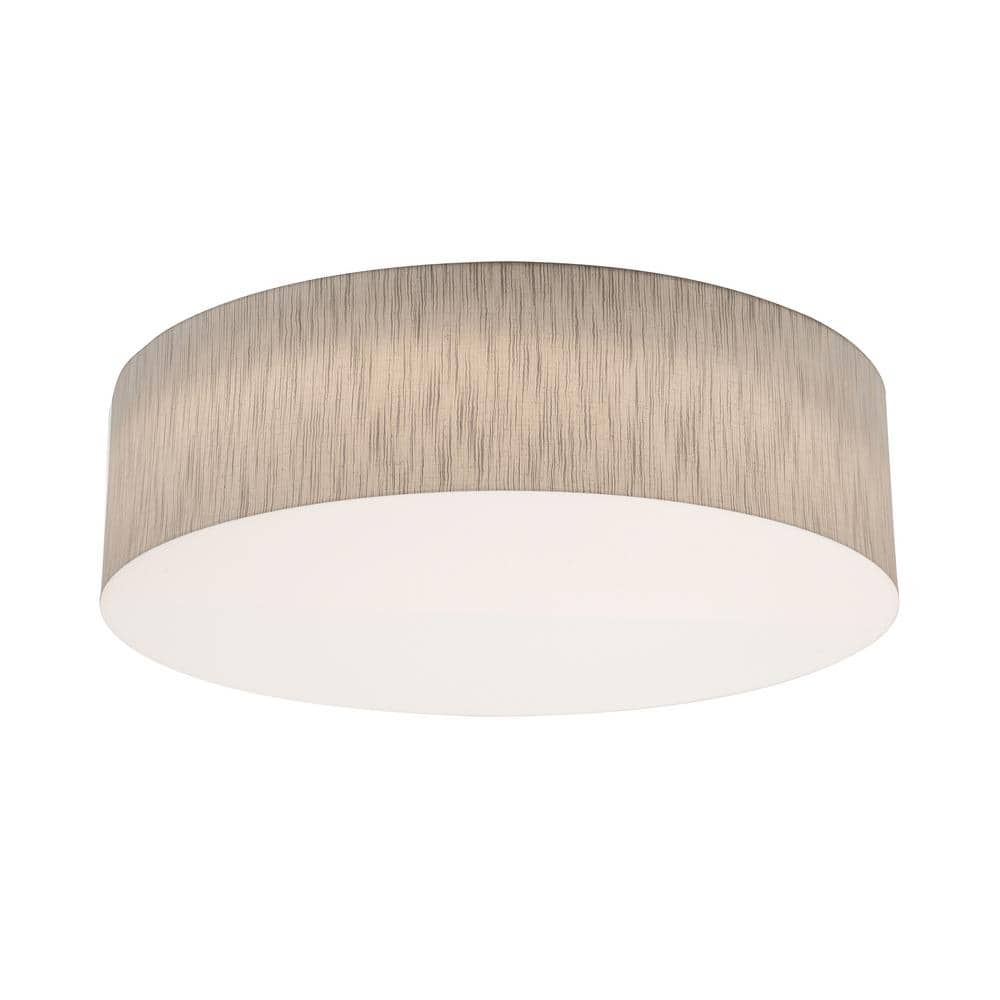 AFX 24 in. 3-Light Jute, White Transitional Flush Mount with Shade ...