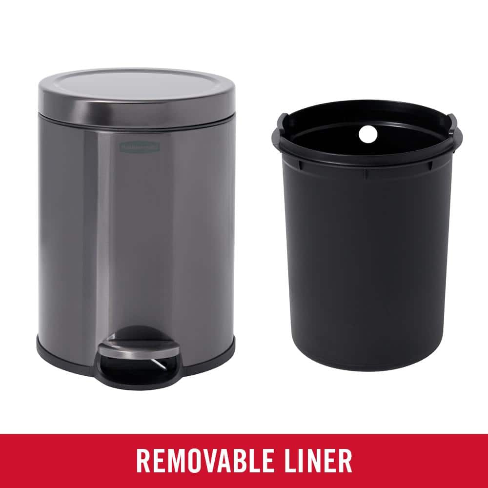 1.6-Gallon Gray Stainless Steel Step-On Trash Can
