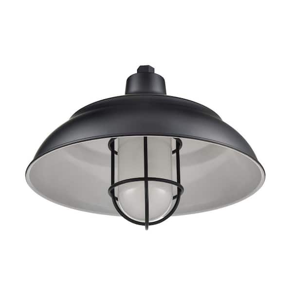 R-Series 17 in. Wide 1-Light Indoor/Outdoor Warehouse Shade-Satin Black