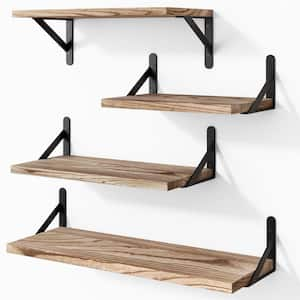 16.5-in W x 6. 1in D x 4.3-in H in Light Brown Assembled Floating Shelf, Wall Mounted Wood Shelves (Set of 4)