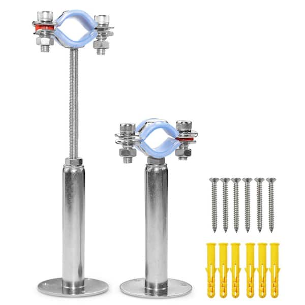 2-Piece 304 Stainless Steel Wall or Ceiling Mount Pipe Support Hanger for 15-19 mm OD Pipe, 100-200 mm Adjustable