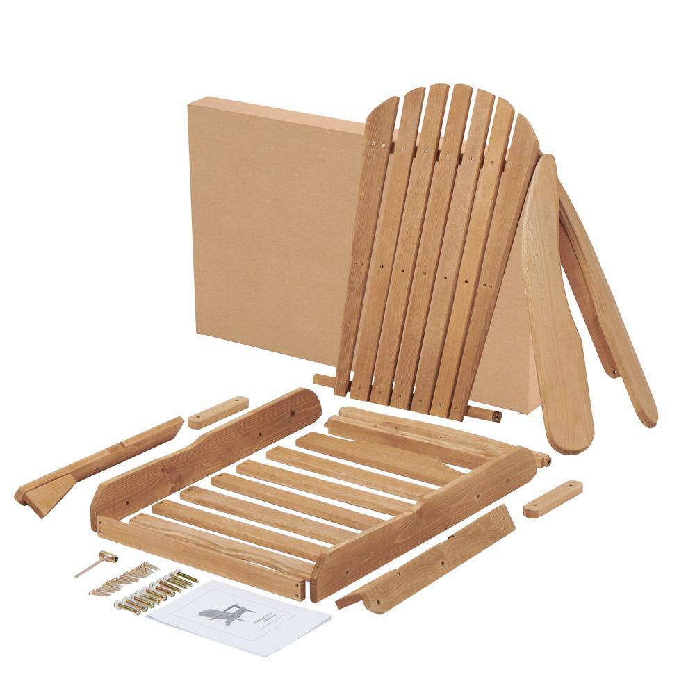 Light Brown Solid Cedar Wood Folding Adirondack Chairs (Set of 2)
