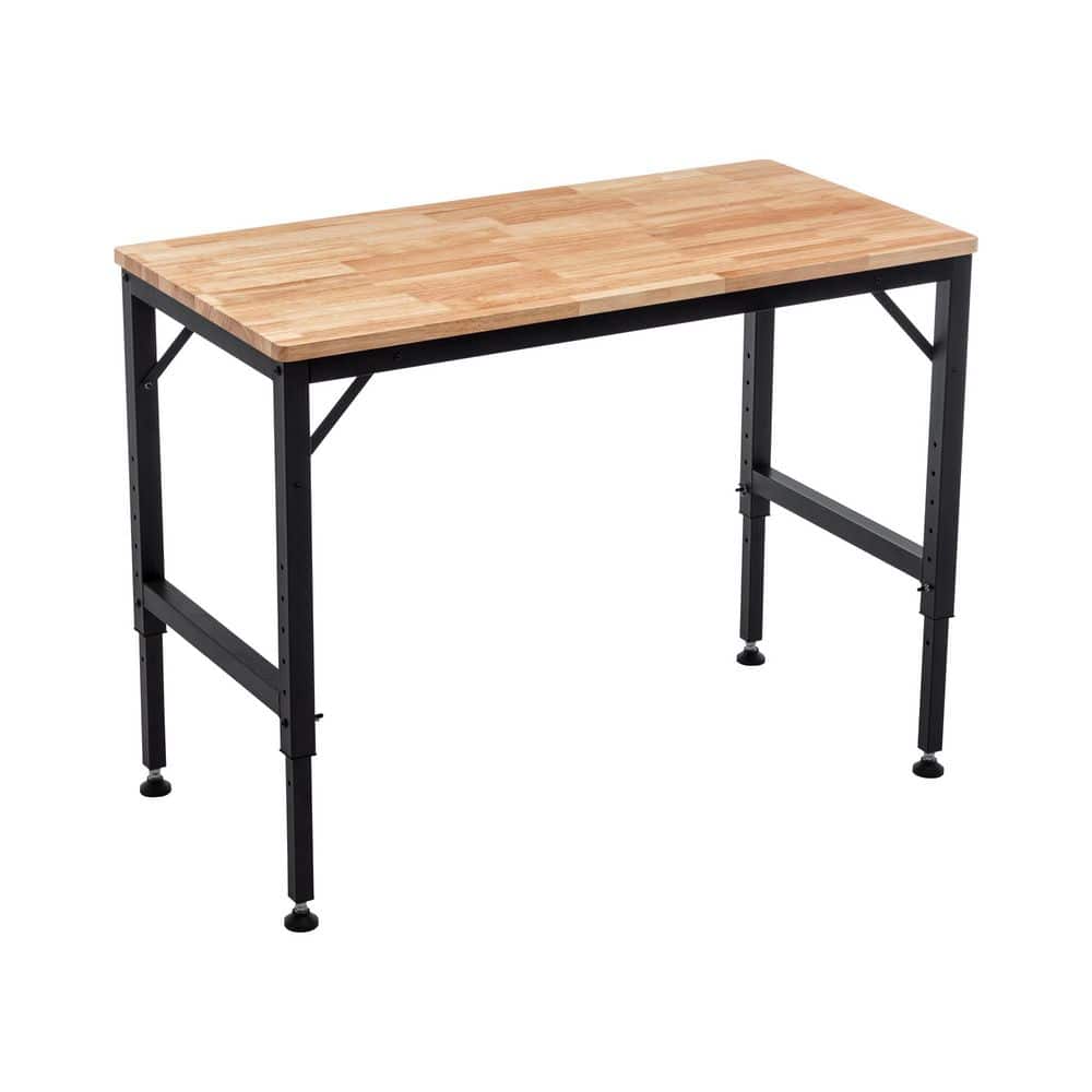 48 in. W x 23.6 in. D Adjustable Height Black Workbench Table with Solid Wood Top, 2000 lbs. Weight Capacity price history on PriceWatchPro