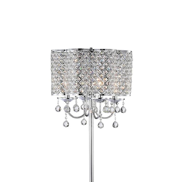 Warehouse of Tiffany Ernest 64 in. 4-Light Chrome Indoor Floor Lamp with Light Kit