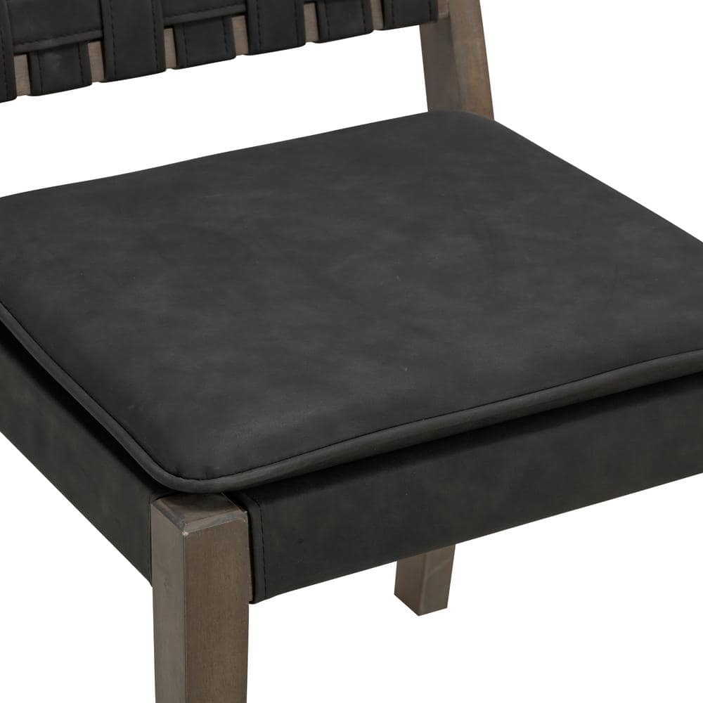 Cohen Black Faux Leather and Wood Upholstered Side Chair Set