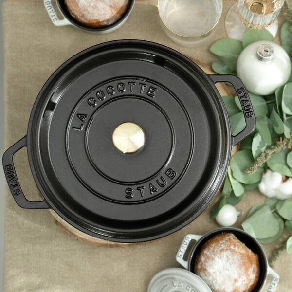 staub Cast Iron 4 qt. Round Cast Iron Dutch Oven in Black