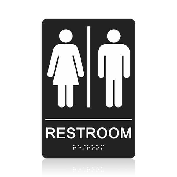 1 Pack 9 in. x 6 in. Acrylic ADA Compliant Restroom Sign with Braille for Office Home Public Door or Wall