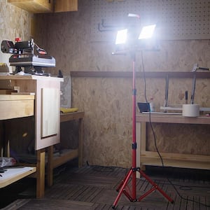 Waterproofed Work Light with Stand 20000 Lumens Dual-head LED Work Light with Adjustable and Foldable Tripod Stand
