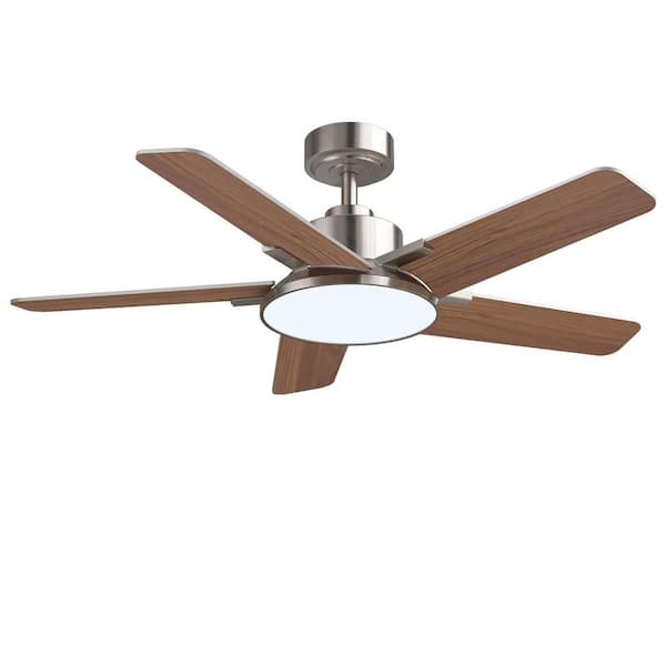 LuminFan 44 in. Indoor Nickel Downrod Mount Modern Ceiling Fan with Integrated LED with Remote Control Included