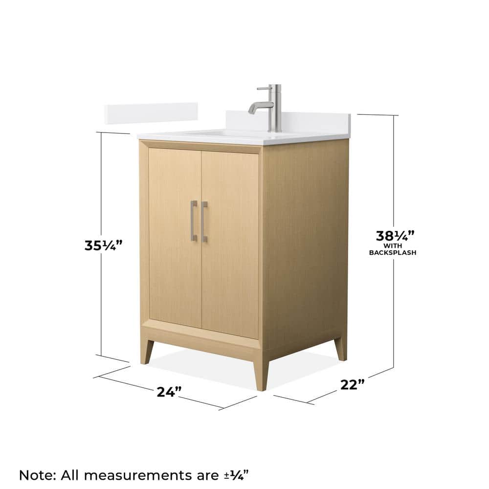 Janna 24" White Oak Freestanding Single Vanity with Cultured Marble Top