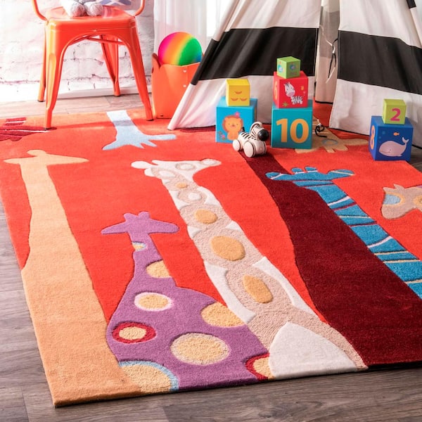 Area Rug, Poppy Rug, 2x3 Feet Rugs for Living Room Bedroom Kids Room Kids  Room Nursery Classroom, Non-Slip Comrft Carpet Washable Rug