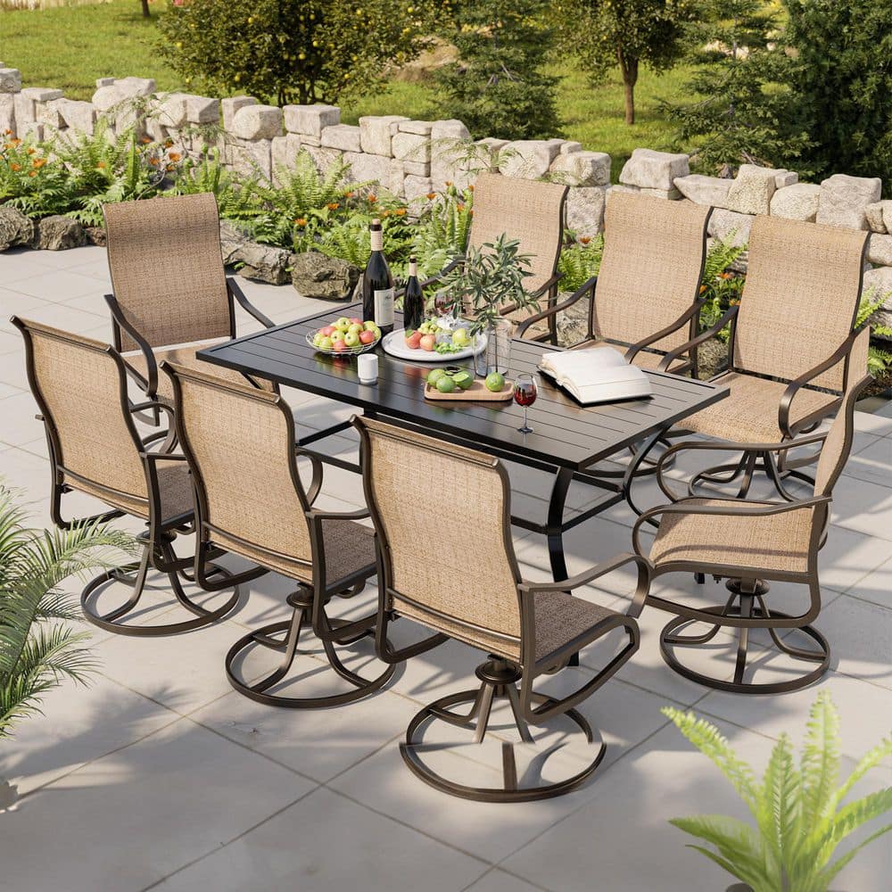 Brown Swivel Textilene Outdoor Dining Chair Set Of 8 price history on PriceWatchPro