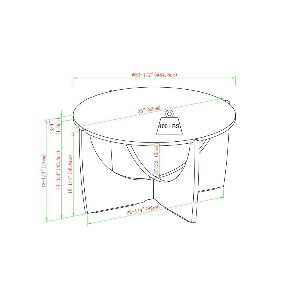 Calacatta Marble and Dark Walnut Round 35" Coffee Table