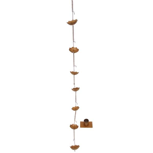 Rain Chain Copper Colored Umbrella Design for Gutters and Downspouts