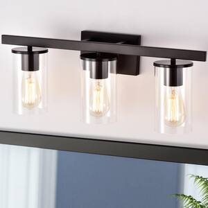 3-Light Oil-rubbed Bronze Vanity Light with Clear Glass Shade
