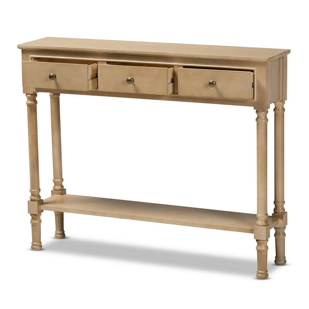 Oak Brown 3-Drawer Wood Entryway Console Table