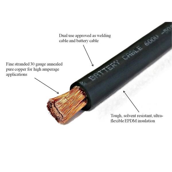 30 Feet 4 Gauge 4 AWG Black Welding Battery Pure Copper Flexible Cable Wire