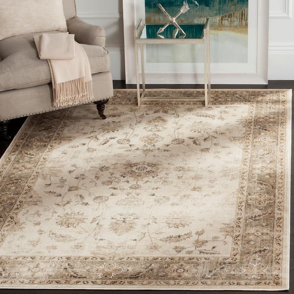 Vintage Stone/Mouse 9 ft. x 12 ft. Border Area Rug