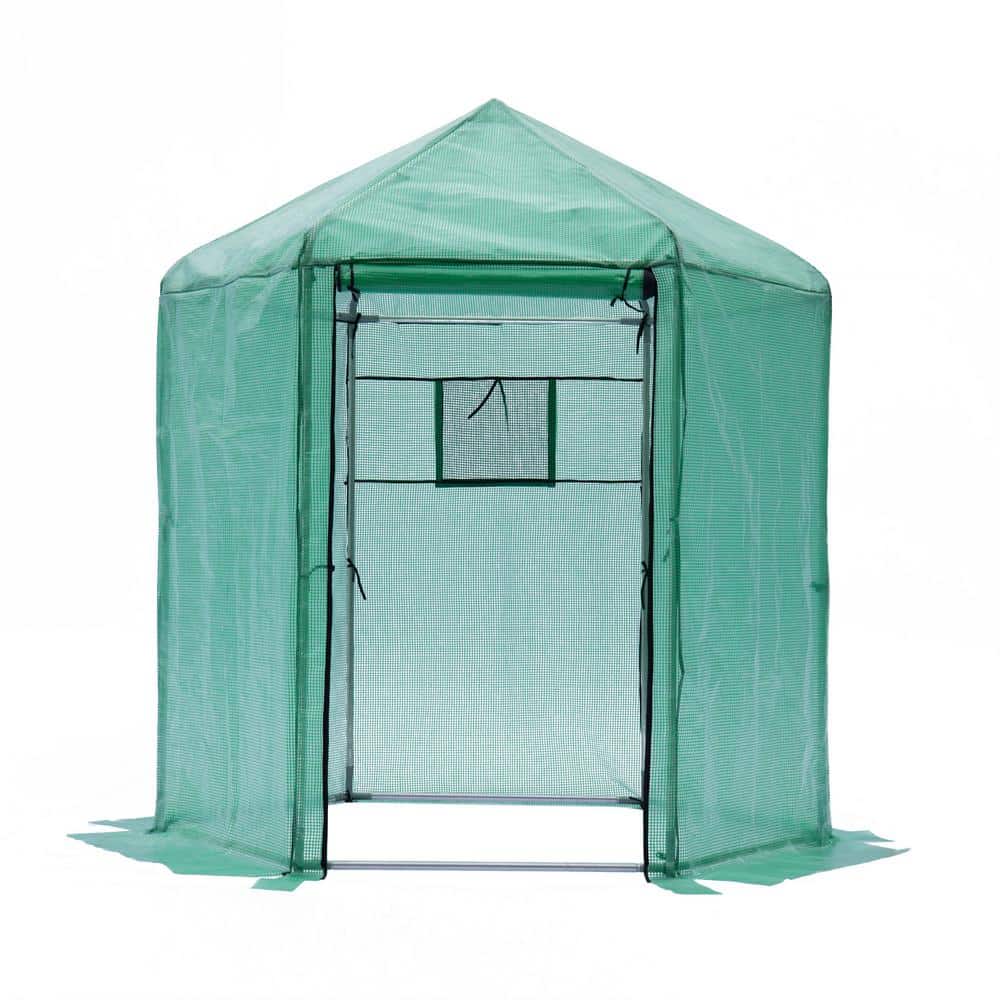 6.9 ft. x 7.5 ft. Hexagonal Upgraded Reinforced Frame Heavy-Duty Greenhouse