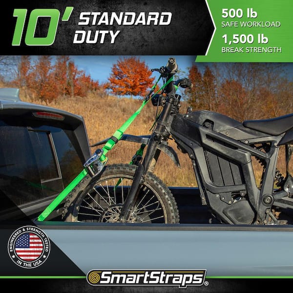 10 ft. Green RatchetX Tie Down Straps with 500 lb. Safe Work Load - 2 pack