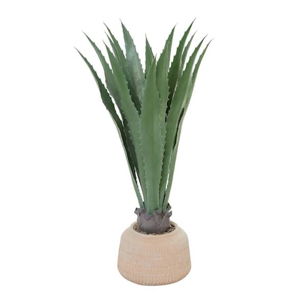Litton Lane 37 in. H Agave Artificial Plant with Realistic Leaves and Pink Ceramic Pot