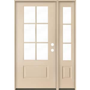 UINTAH Farmhouse 50 in. x 80 in. 6-Lite Left-Hand/Inswing Clear Glass Unfinished Fiberglass Prehung Front Door w/RSL