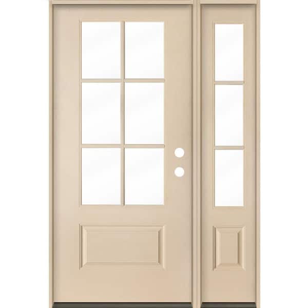 Krosswood Doors UINTAH Farmhouse 50 in. x 80 in. 6-Lite Left-Hand/Inswing Clear Glass Unfinished Fiberglass Prehung Front Door w/RSL