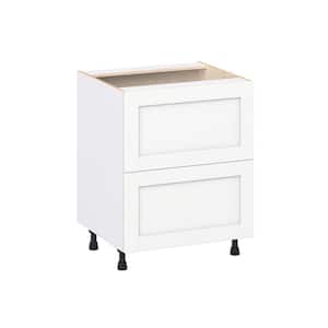 Milton 27 in. W x 24 in. D x 34.5 in. H Assembled Shaker Drawer Base Kitchen Cabinet in Bright White with 2 Drawers