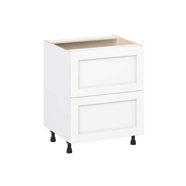 J COLLECTION Milton 27 in. W x 24 in. D x 34.5 in. H Assembled Shaker Drawer Base Kitchen Cabinet in Bright White with 2 Drawers