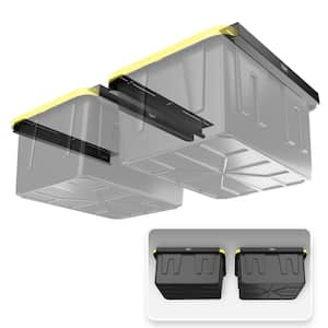 3 in. W x 2 in. H x 26 in. D Two Bin Rack Adjustable Height Overhead Garage Ceiling Mounted Storage Unit Black
