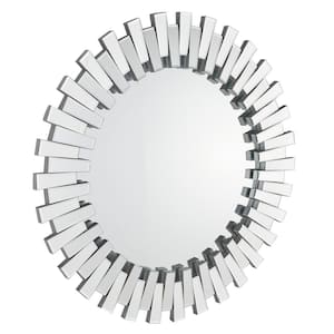 42 in. x 42 in. Starburst Round Framed Silver Wall Mirror