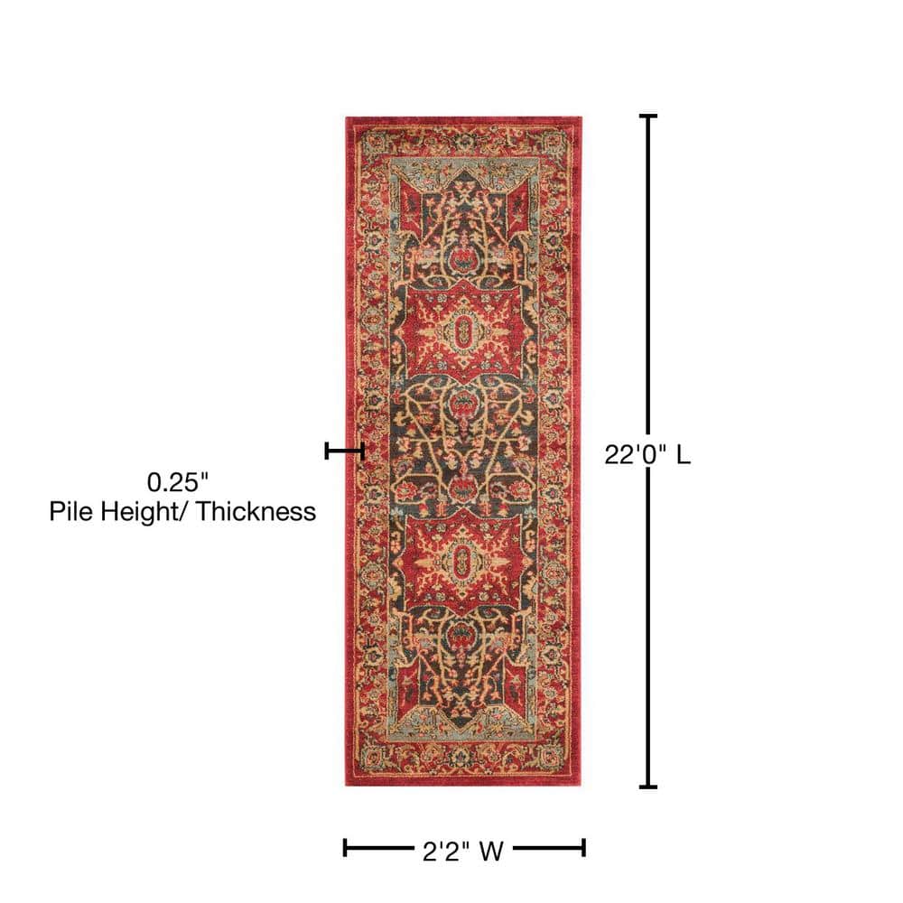 Elegant Mahal Red Synthetic 26" Reversible Area Rug