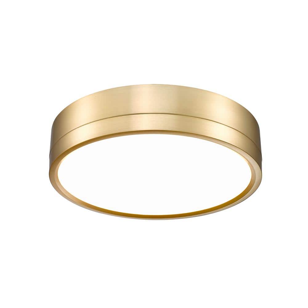Algar 12" Modern Gold LED Flush Mount Ceiling Light with Frosted Acrylic Shade