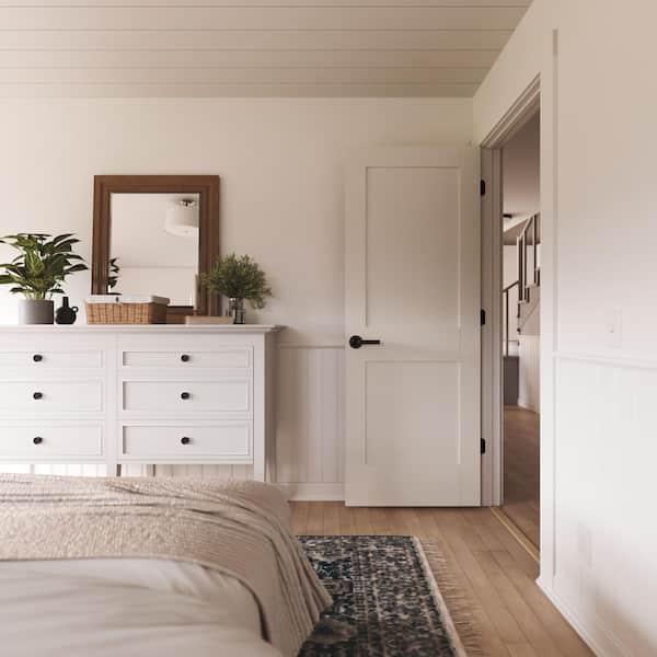 JELD-WEN 30 in. x 80 in. 2-Panel Shaker Right-Hand Primed White