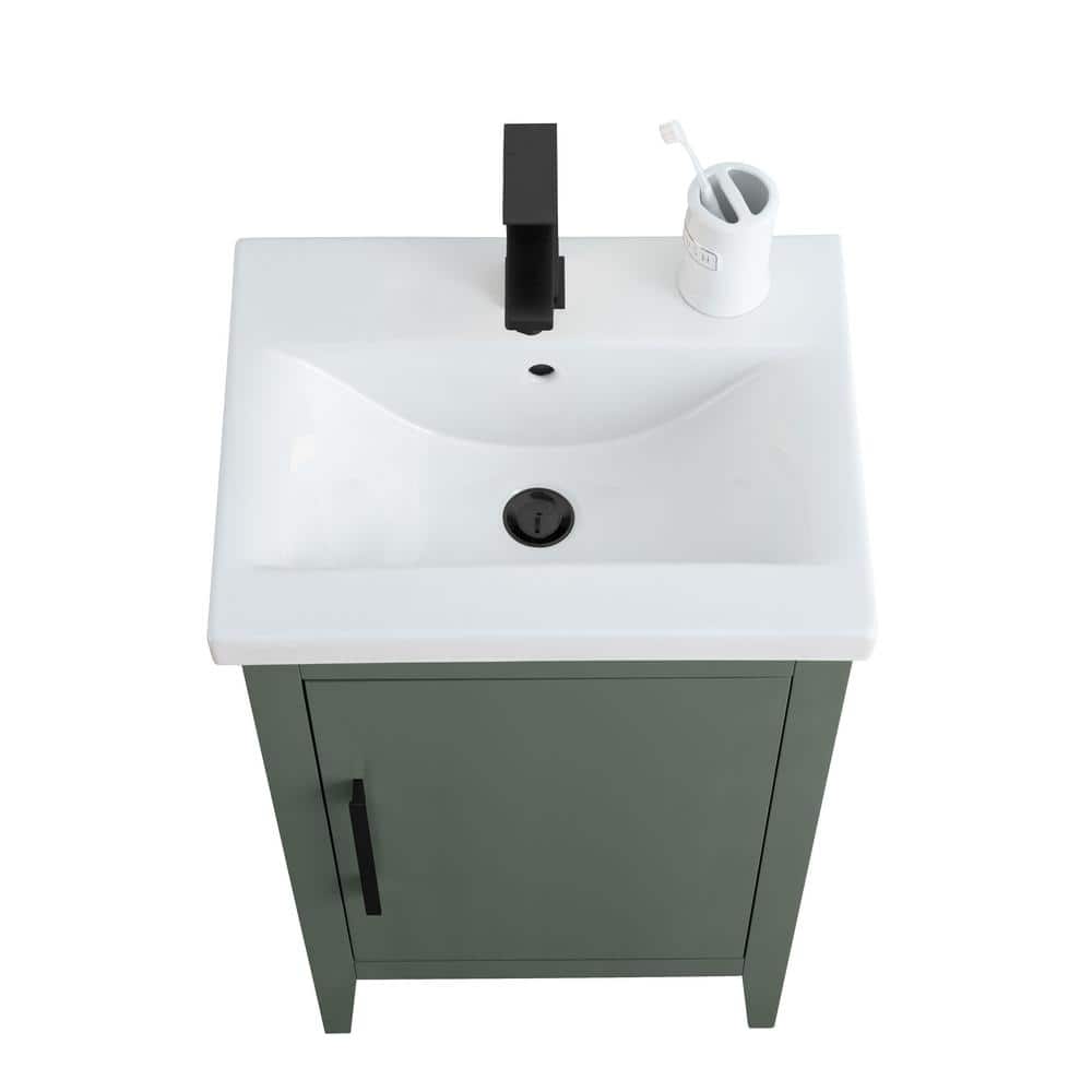20'' Vintage Green Single Bathroom Vanity with Ceramic Top