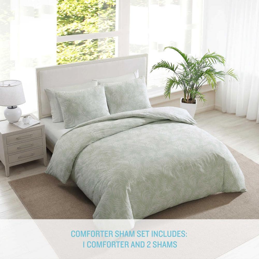 King Green Cotton Tropical Bedspread Cover Set