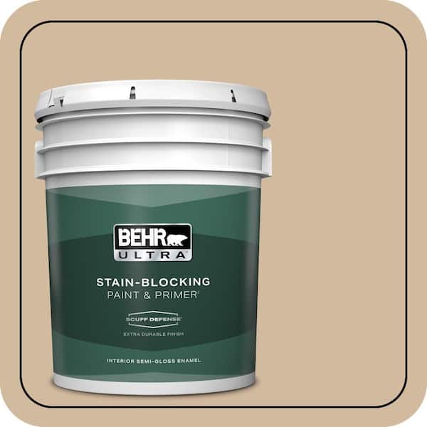 BEHR ULTRA 5 gal. #S280-3 Practical Tan Extra Durable Semi-Gloss Enamel Interior Paint & Primer