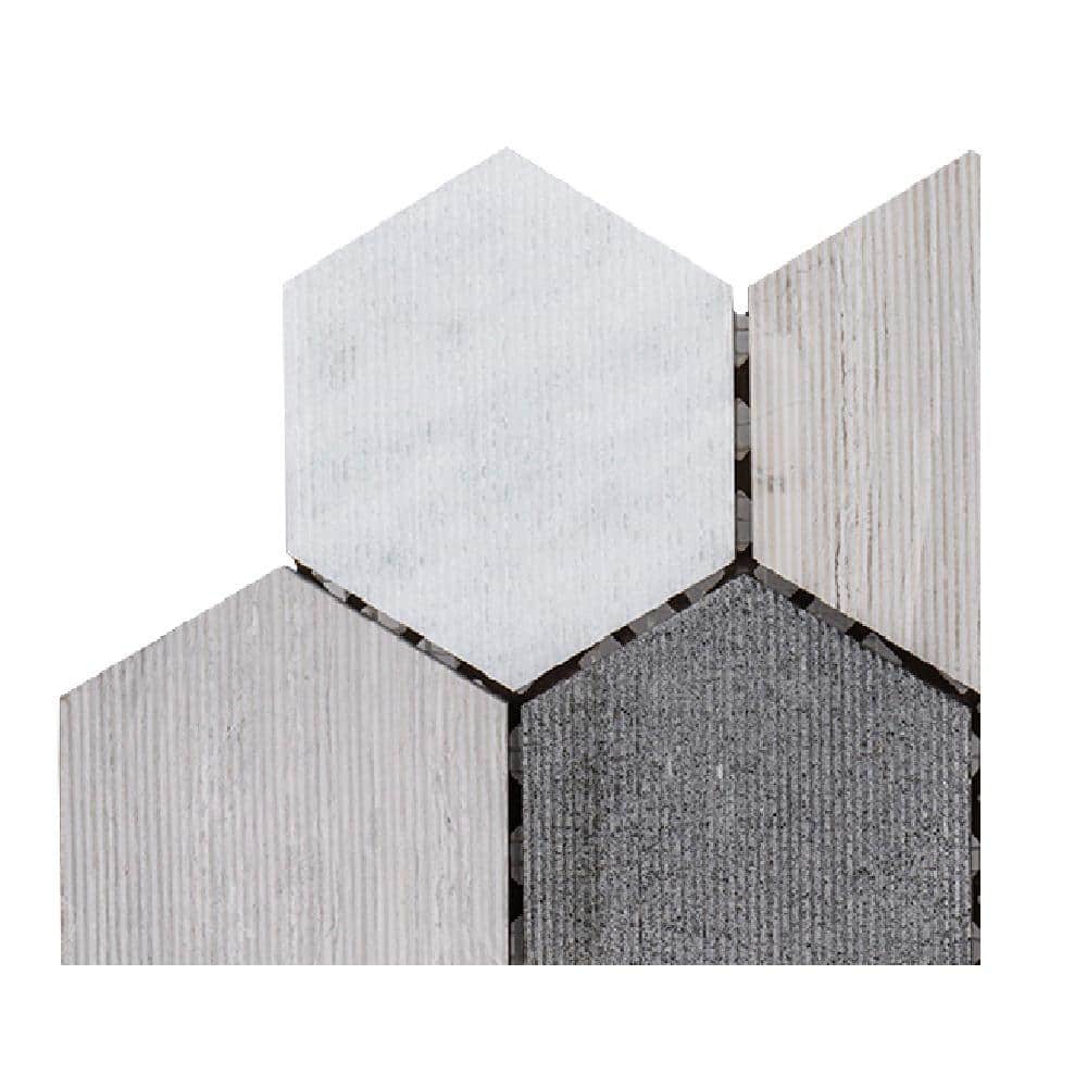 Take Home Tile Sample - Tread Gray 4.5 in. x 4.5 in. Hexagon Textured Marble Mosaic price history on PriceWatchPro