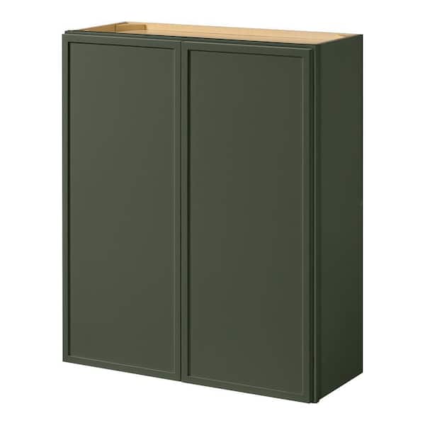 Leyton 30 in. W x 12 in. D x 36 in. H Ready to Assemble Plywood Slim Shaker Wall Kitchen Cabinet in Fern Green