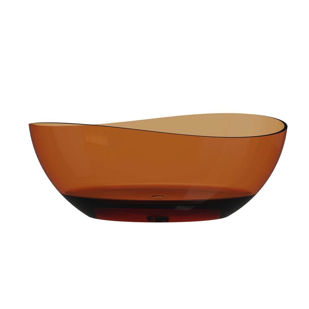 63 in. x37.4 in. Stone Resin Solid Surface Flatbottom Oval Shape Soaking Bathtub with Center Drain in Transparent Coffee price history on PriceWatchPro